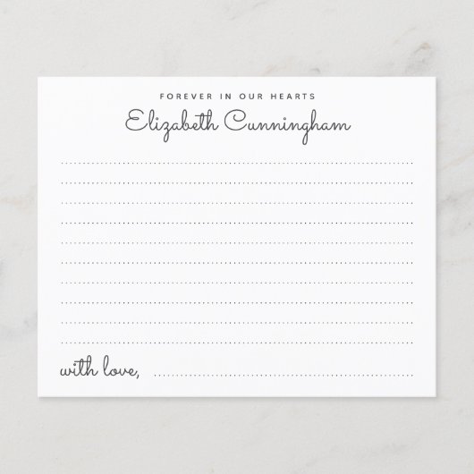 永遠に私たちのハート葬儀の出席カード (正面)