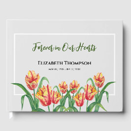 永遠に私たちのハート葬儀の水の色チューリップ ゲストブック