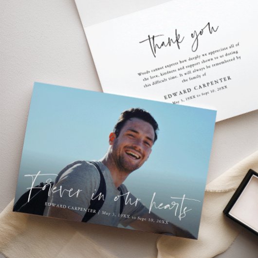 永遠に私たちのハート葬儀の記念 サンキューカード