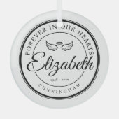 永遠に私たちのハート葬儀エンジェルウィング ガラスオーナメント (正面)