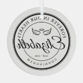 永遠に私たちのハート葬儀エンジェルウィング ガラスオーナメント (裏面)