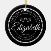 永遠に私たちのハート葬儀エンジェルウィング セラミックオーナメント (正面)