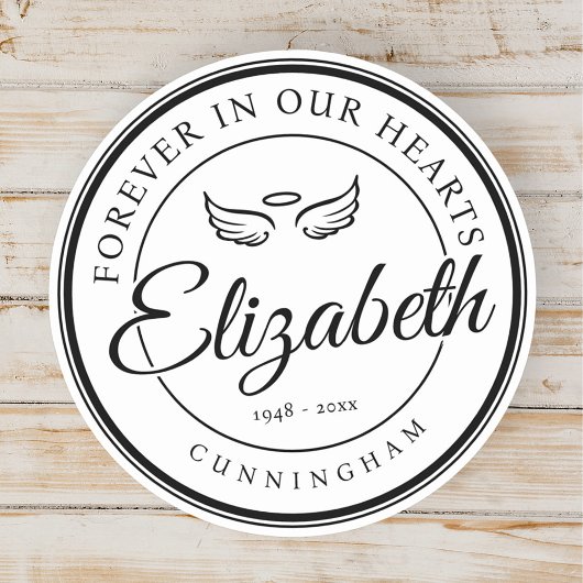 永遠に私たちのハート葬儀エンジェルウィング ラウンドシール