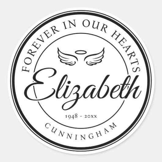 永遠に私たちのハート葬儀エンジェルウィング ラウンドシール (正面)