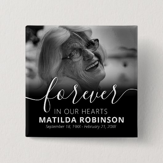 永遠に私たちのハート葬儀フォトボタン 缶バッジ (正面)