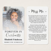 永遠に私たちのハート葬儀フォト祈りの言葉カード (正面&裏面)