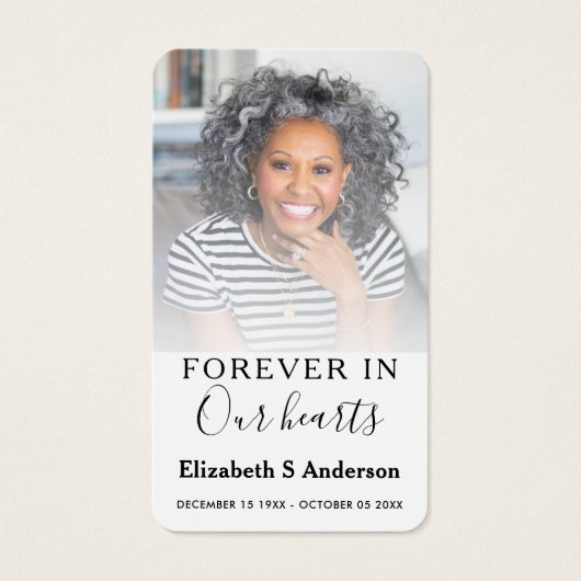 永遠に私たちのハート葬儀フォト祈りの言葉カード (正面)