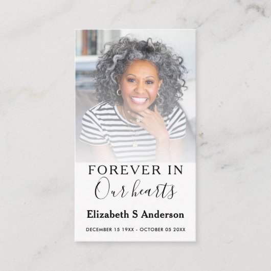 永遠に私たちのハート葬儀フォト祈りの言葉カード エンクロージャーカード (正面)