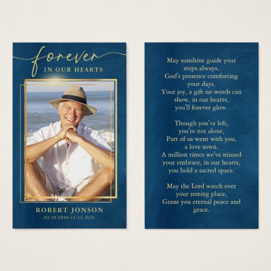 永遠に私たちのハート葬儀フォト祈りの言葉 (正面&裏面)