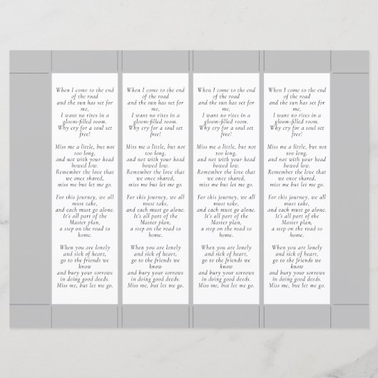 永遠に私たちのハート葬儀ブックマークテンプレート (裏面)