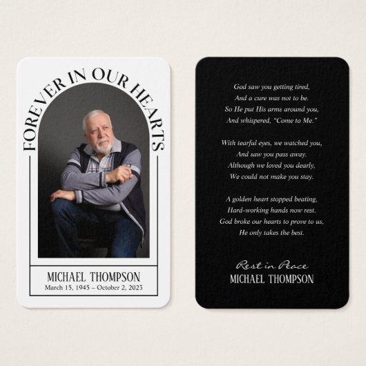 永遠に私たちのハート葬儀メモリアル祈りの言葉カード (正面&裏面)