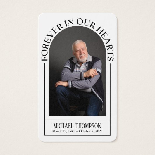 永遠に私たちのハート葬儀メモリアル祈りの言葉カード (正面)