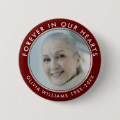 永遠に私たちのハート葬儀メモリアル赤い写真 缶バッジ (正面)