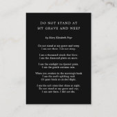 永遠に私たちのハート葬儀祈りの言葉カード 名刺 (裏面)