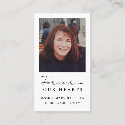 永遠に私たちのハート葬儀祈りの言葉カード 名刺 (正面)