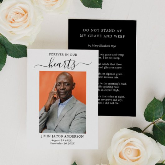 永遠に私たちのハート葬儀祈りの言葉カード 名刺