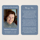 永遠に私たちのハート葬儀祈りの言葉フォトカード (正面&裏面)