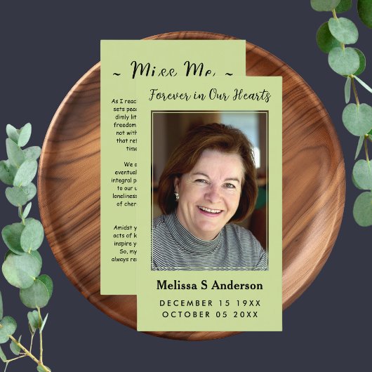 永遠に私たちのハート葬儀祈りの言葉フォトカード 名刺