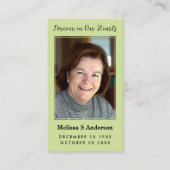 永遠に私たちのハート葬儀祈りの言葉フォトカード 名刺 (正面)