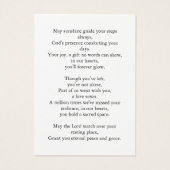 永遠に私たちのハート葬儀記念祈りの言葉カード (裏面)