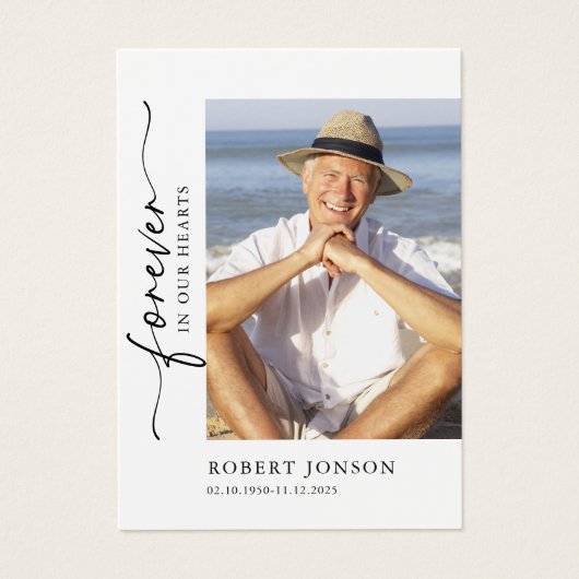 永遠に私たちのハート葬儀記念祈りの言葉カード (正面)