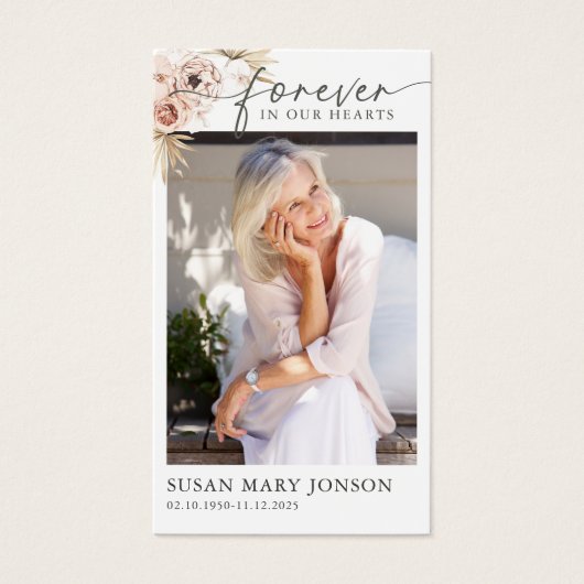 永遠に私たちのハート葬儀記念祈りの言葉カード (正面)