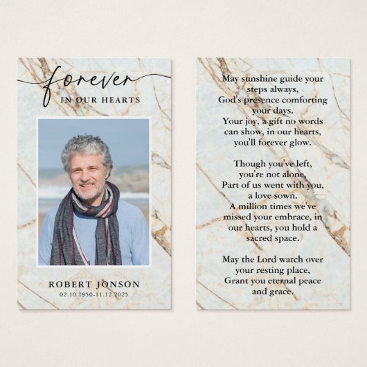 永遠に私たちのハート葬儀記念祈りの言葉 (正面&裏面)