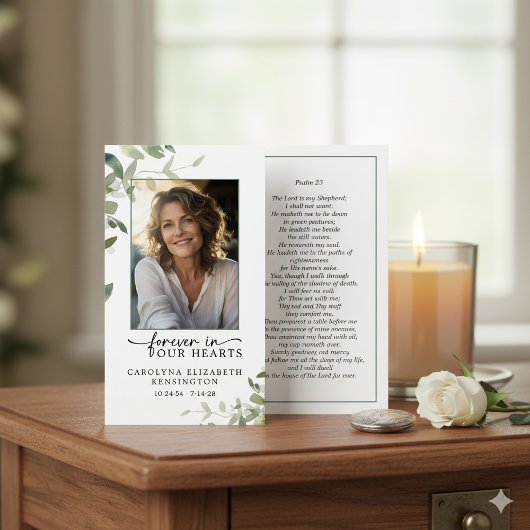 永遠に私たちのハート葬儀詩編祈りの言葉カード