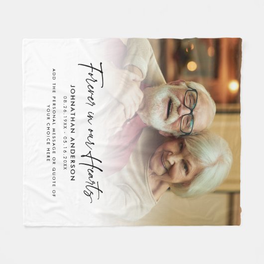 永遠に私たちのハート記念写真とメッセージ フリースブランケット (正面(横))