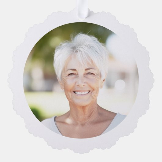 永遠に私たちのハート記念写真のモダンスクリプト オーナメントカード (裏面)