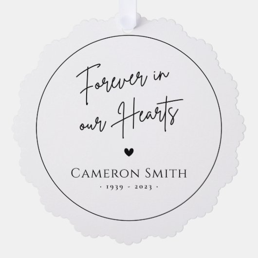永遠に私たちのハート記念写真のモダンスクリプト オーナメントカード (正面)