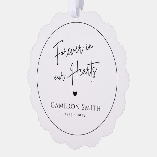 永遠に私たちのハート記念写真のモダンスクリプト オーナメントカード (左)