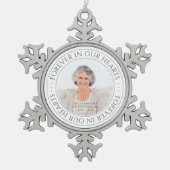 永遠に私たちのハート記念写真エレガント スノーフレークピューターオーナメント (正面)