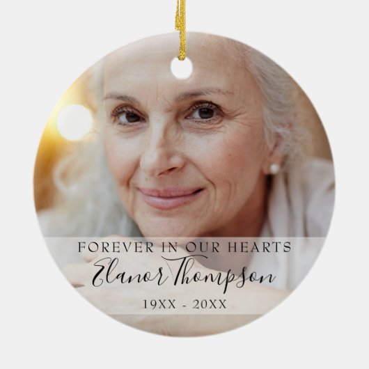 永遠に私たちのハート記念写真クリスマス セラミックオーナメント (裏面)