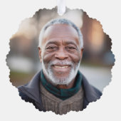 永遠に私たちのハート記念写真モダン白 オーナメントカード (裏面)