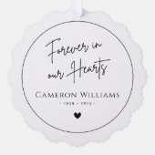 永遠に私たちのハート記念写真モダン白 オーナメントカード (正面)