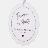 永遠に私たちのハート記念写真モダン白 オーナメントカード (左)