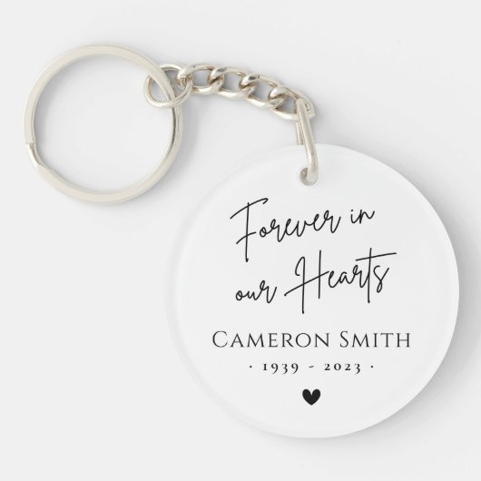 永遠に私たちのハート記念写真モダン白 キーホルダー (正面)