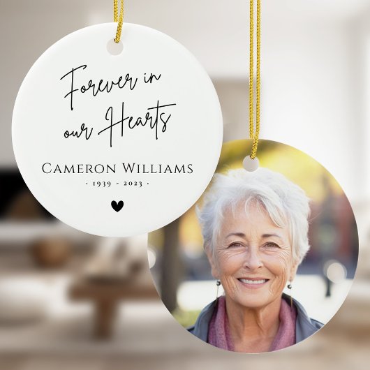 永遠に私たちのハート記念写真モダン白 セラミックオーナメント