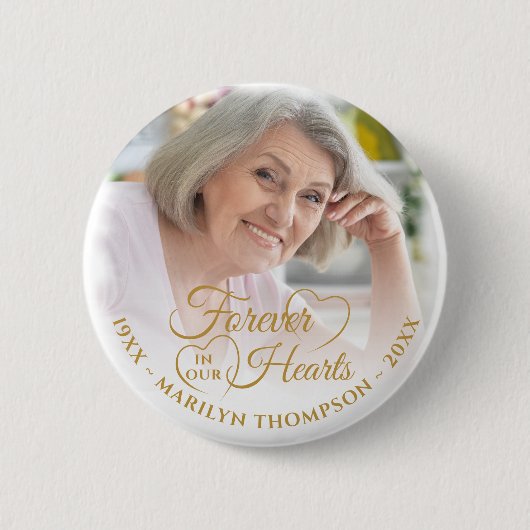 永遠に私たちのハート記念写真名金ゴールド 缶バッジ (正面)