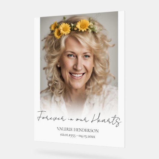 永遠に私たちのハート記念写真 アクリルサイン (傾斜)