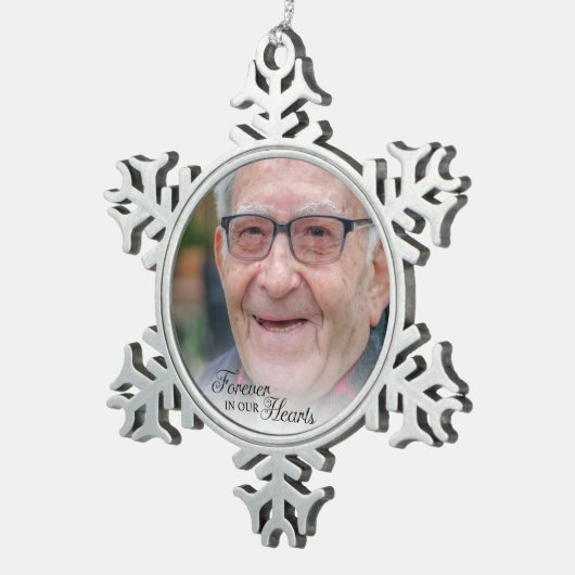 永遠に私たちのハート記念写真 スノーフレークピューターオーナメント (右)