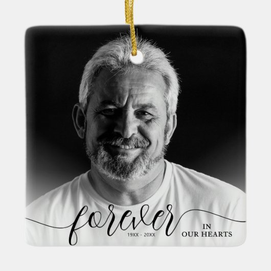 永遠に私たちのハート記念写真 セラミックオーナメント (正面)
