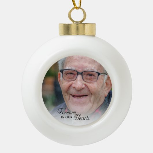 永遠に私たちのハート記念写真 セラミックボールオーナメント (正面)