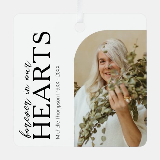 永遠に私たちのハート記念写真 メタルオーナメント (正面)