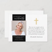 永遠に私たちのハート金ゴールドクロスフォト悔やみや弔慰 サンキューカード (正面/裏面)