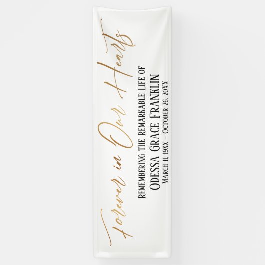 永遠に私たちのハート金ゴールド手書きタイポグラフィ 横断幕 (縦)