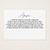 永遠に私たちのハート3写真葬儀祈りの言葉カード (裏面)