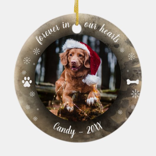 永遠に私たちのハート | フォトペット記念《写真》ぼけ味 セラミックオーナメント (裏面)