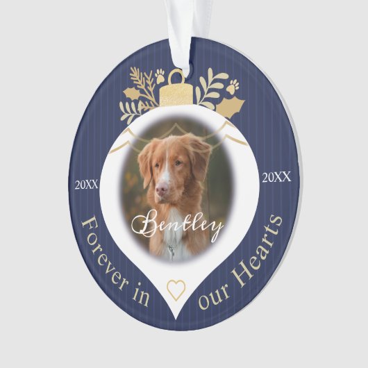 永遠に私たちのハート | ホリデーペット記念写真 オーナメント (正面)
